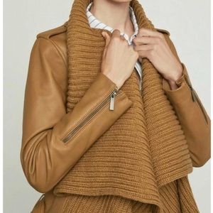 BCBG cognac colored faux leather jacket